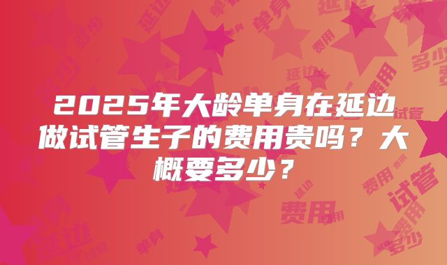 2025年大龄单身在延边做试管生子的费用贵吗？大概要多少？