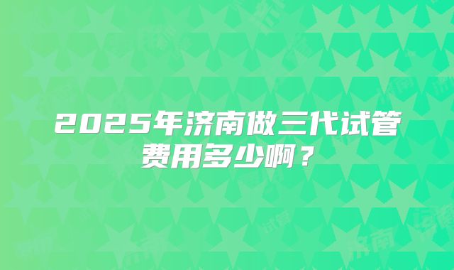 2025年济南做三代试管费用多少啊？