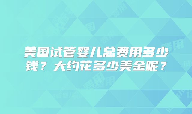 美国试管婴儿总费用多少钱？大约花多少美金呢？