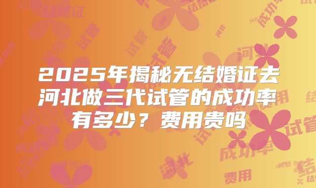 2025年揭秘无结婚证去河北做三代试管的成功率有多少？费用贵吗