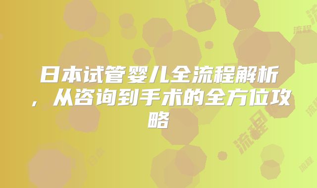 日本试管婴儿全流程解析，从咨询到手术的全方位攻略