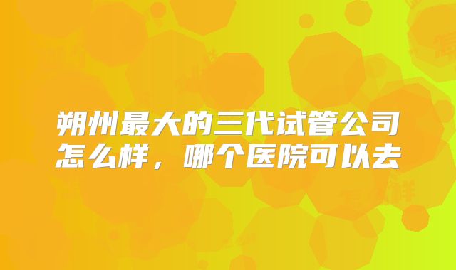 朔州最大的三代试管公司怎么样,哪个医院可以去
