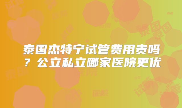 泰国杰特宁试管费用贵吗?公立私立哪家医院更优