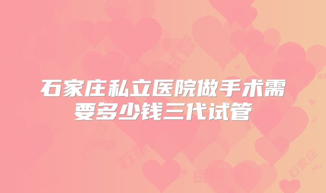 石家庄私立医院做手术需要多少钱三代试管