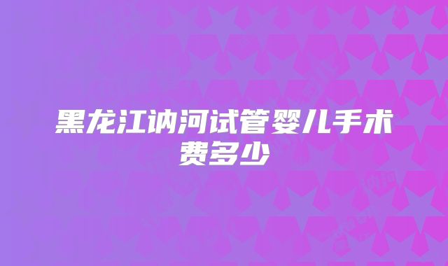 黑龙江讷河试管婴儿手术费多少