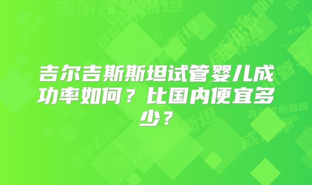 吉尔吉斯斯坦试管婴儿成功率如何？比国内便宜多少？