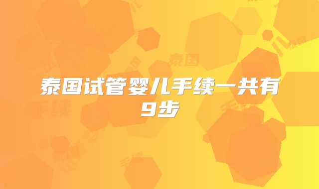 泰国试管婴儿手续一共有9步