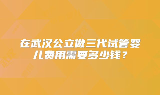 在武汉公立做三代试管婴儿费用需要多少钱？