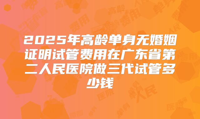 2025年高龄单身无婚姻证明试管费用在广东省第二人民医院做三代试管多少钱