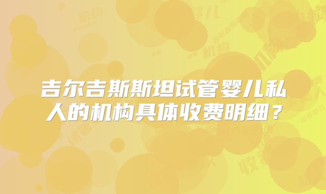 吉尔吉斯斯坦试管婴儿私人的机构具体收费明细？