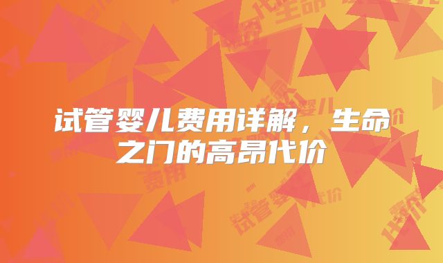 试管婴儿费用详解，生命之门的高昂代价