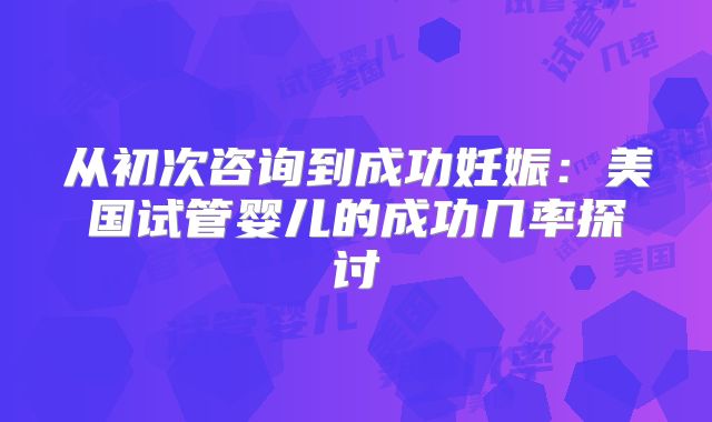 从初次咨询到成功妊娠：美国试管婴儿的成功几率探讨