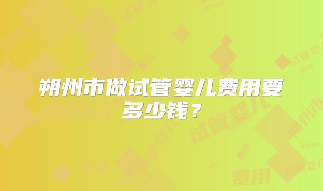 朔州市做试管婴儿费用要多少钱?