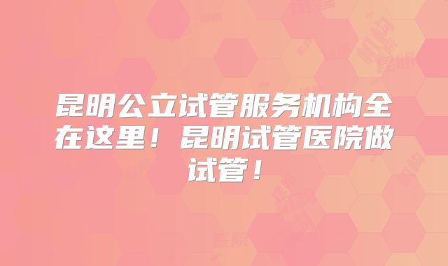 昆明公立试管服务机构全在这里!昆明试管医院做试管!