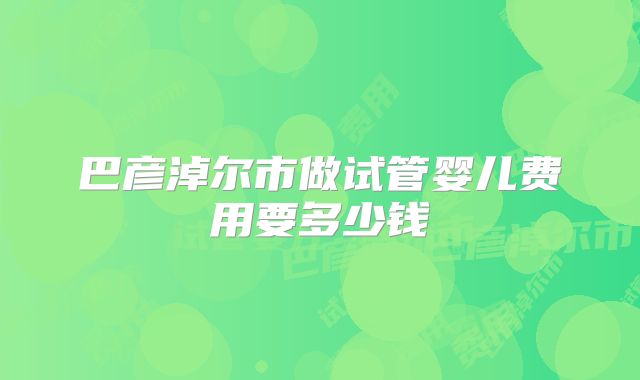 巴彦淖尔市做试管婴儿费用要多少钱