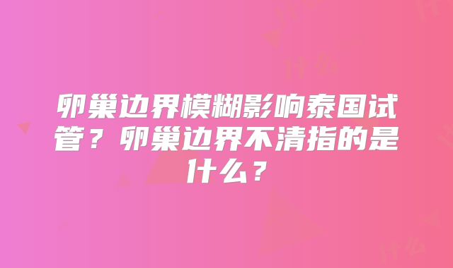 卵巢边界模糊影响泰国试管？卵巢边界不清指的是什么？