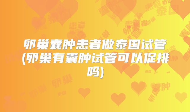 卵巢囊肿患者做泰国试管(卵巢有囊肿试管可以促排吗)