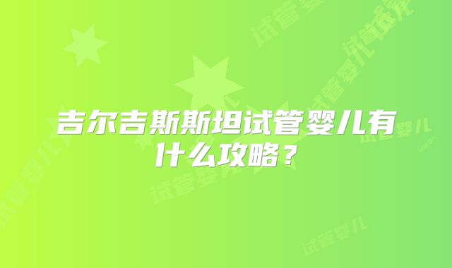 吉尔吉斯斯坦试管婴儿有什么攻略？
