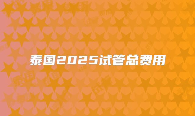 泰国2025试管总费用