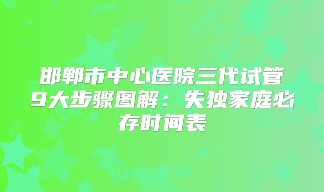 邯郸市中心医院三代试管9大步骤图解：失独家庭必存时间表