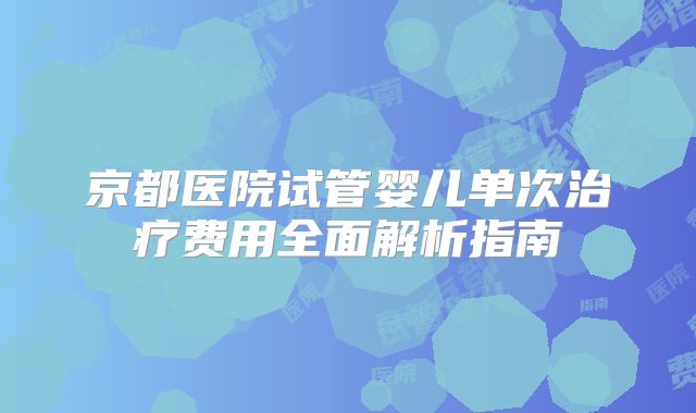京都医院试管婴儿单次治疗费用全面解析指南