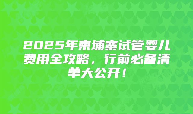 2025年柬埔寨试管婴儿费用全攻略，行前必备清单大公开！