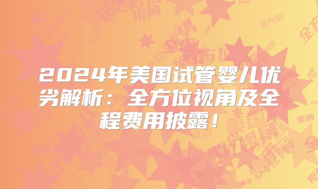 2024年美国试管婴儿优劣解析:全方位视角及全程费用披露!
