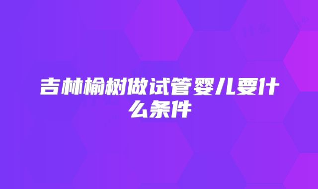 吉林榆树做试管婴儿要什么条件