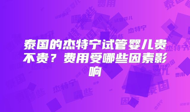 泰国的杰特宁试管婴儿贵不贵？费用受哪些因素影响