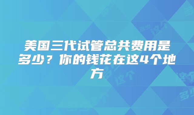 美国三代试管总共费用是多少？你的钱花在这4个地方