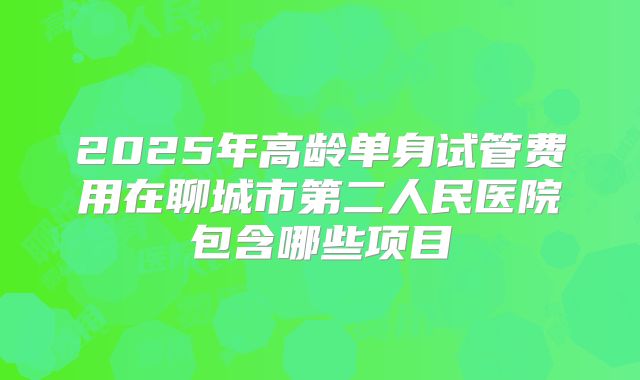 2025年高龄单身试管费用在聊城市第二人民医院包含哪些项目