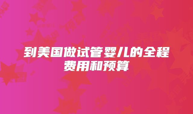 到美国做试管婴儿的全程费用和预算