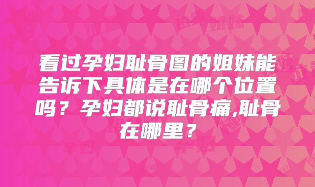 看过孕妇耻骨图的姐妹能告诉下具体是在哪个位置吗？孕妇都说耻骨痛,耻骨在哪里？