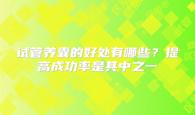 试管养囊的好处有哪些？提高成功率是其中之一
