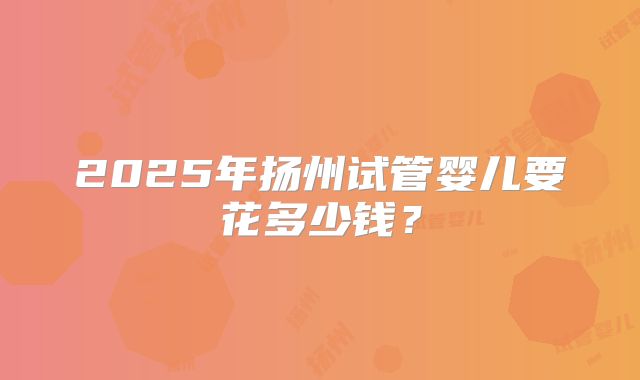 2025年扬州试管婴儿要花多少钱？