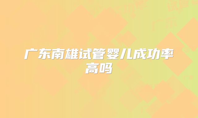 广东南雄试管婴儿成功率高吗