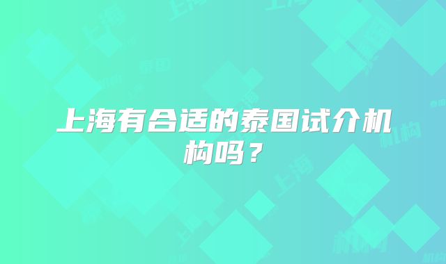上海有合适的泰国试介机构吗?