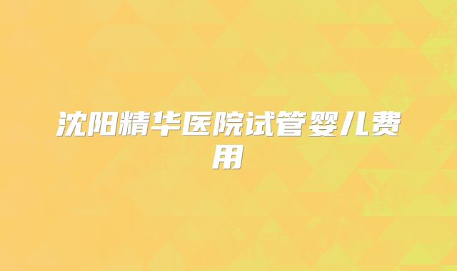 沈阳精华医院试管婴儿费用