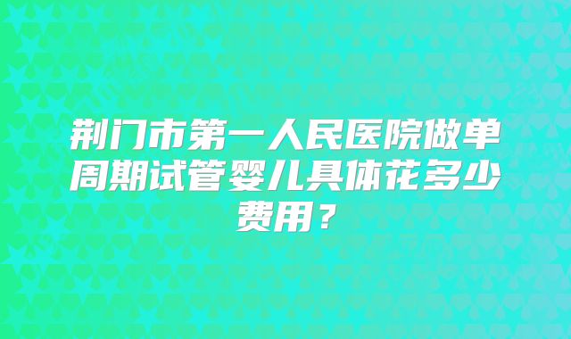 荆门市第一人民医院做单周期试管婴儿具体花多少费用？