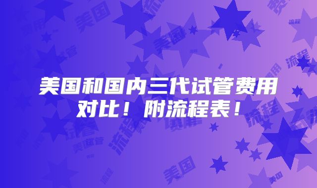 美国和国内三代试管费用对比！附流程表！