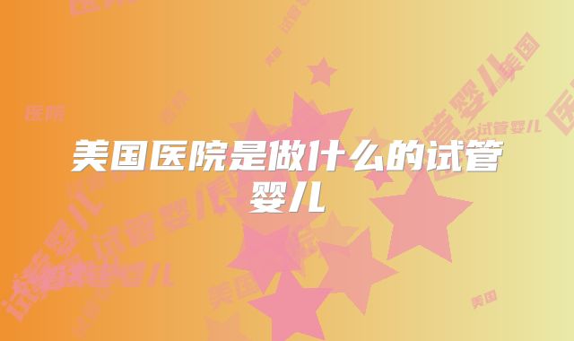 美国医院是做什么的试管婴儿
