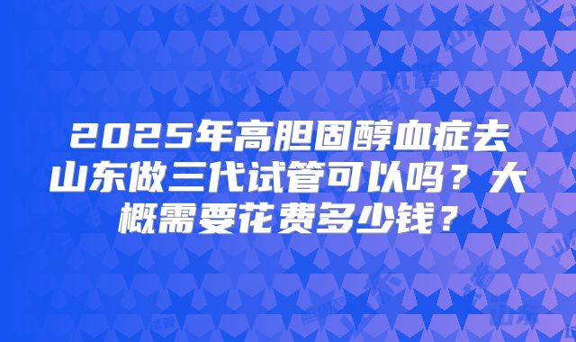 2025年高胆固醇血症去山东做三代试管可以吗？大概需要花费多少钱？