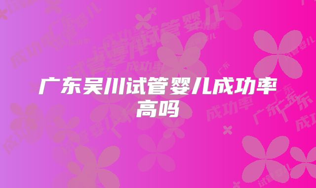 广东吴川试管婴儿成功率高吗