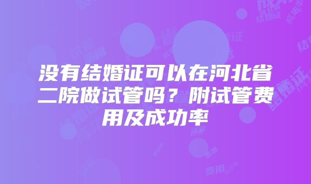 没有结婚证可以在河北省二院做试管吗?附试管费用及成功率