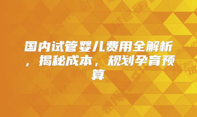 国内试管婴儿费用全解析,揭秘成本,规划孕育预算