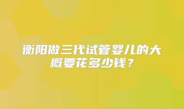 衡阳做三代试管婴儿的大概要花多少钱？
