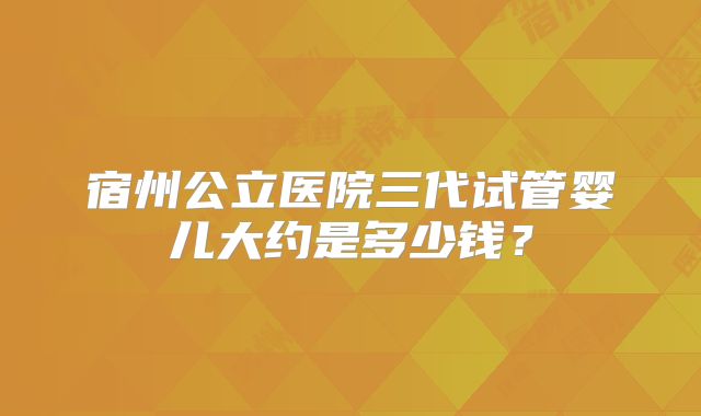 宿州公立医院三代试管婴儿大约是多少钱？