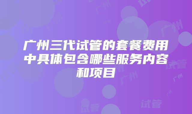 广州三代试管的套餐费用中具体包含哪些服务内容和项目