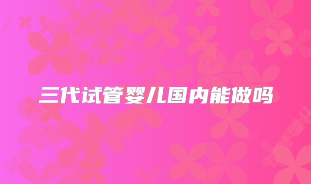 三代试管婴儿国内能做吗