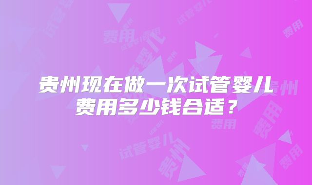 贵州现在做一次试管婴儿费用多少钱合适？